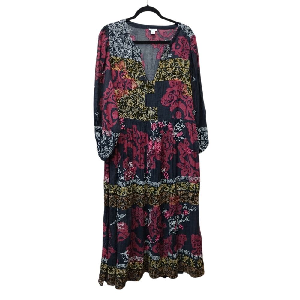 Sundance Womens Floral Embroidered Maxi Dress XL Petite Cotton Silk Boho Hippie